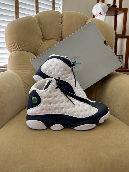 Auth JORDAN 13 RETRO NIKE Men\'s Perforated Leather White & Blue Multi Sneakers main image 9